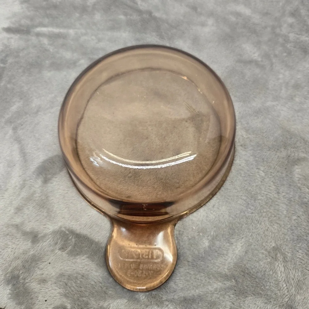 Vision Corning Amber Glass Grab-It Bowl V-150-B with Pyrex Lid P-150-C USA Retro